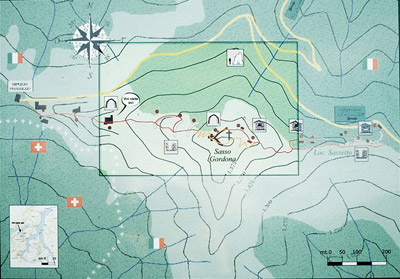 La mappa delle trincee presso il Sasso Gordona