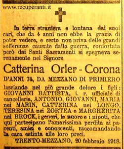 necrologio Catterina Orler
